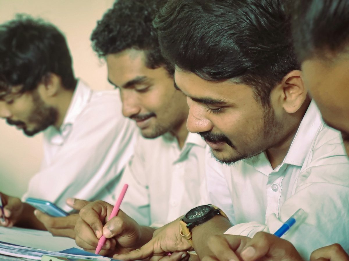Young people studying together